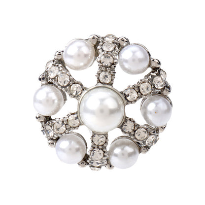 22mm Beret Pearl Rhinestone Decorative Button for Women's Sweater 6pcs