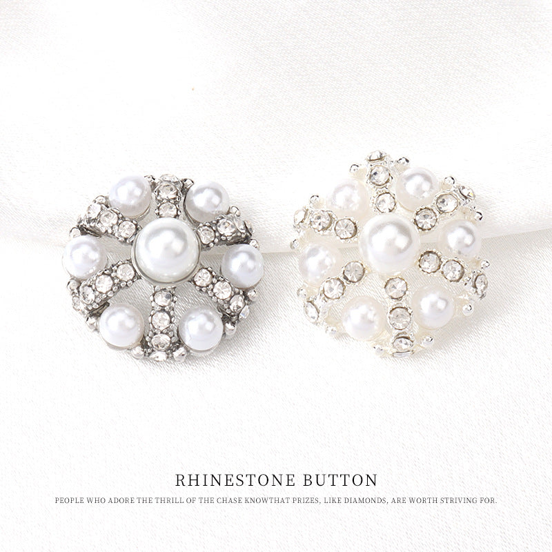 22mm Beret Pearl Rhinestone Decorative Button for Women's Sweater 6pcs