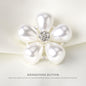 0.9inch Pearl Flower Rhinestone Button Metal Base with Shank 6pcs