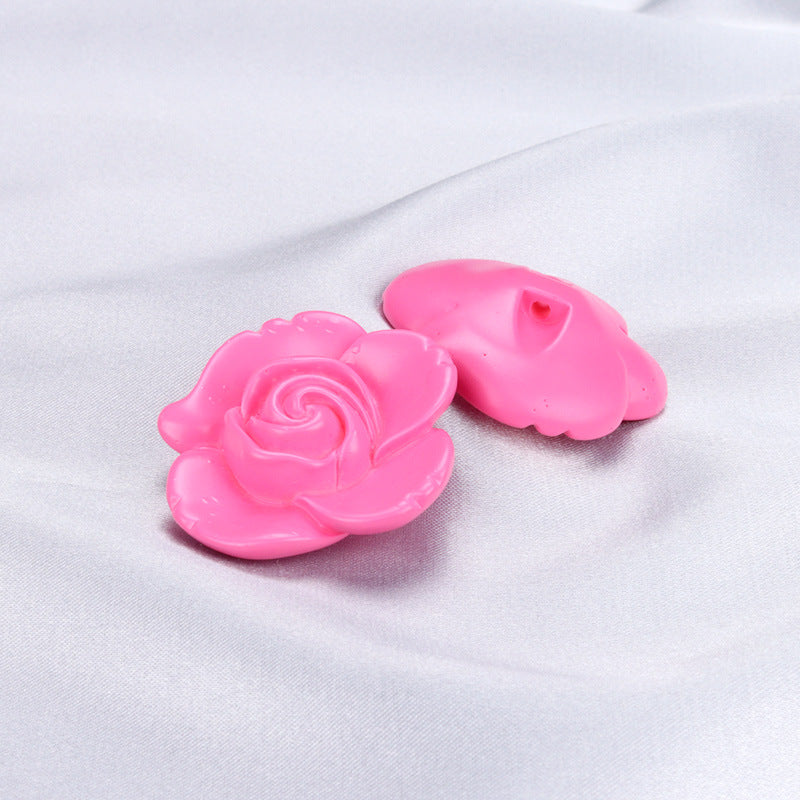 34mm Roze Bloemvormige Knopen voor Jassen en Kleding 6st.