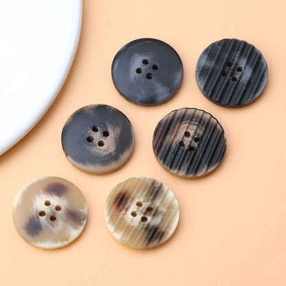 Boutons ronds en résine 4 trous de 15-30 mm noirs, beiges, marron pour costumes pour hommes, 30 pièces