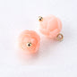 10mm Pink Flower Shaped Resin Bead Buttons with Gold Studs 12pcs