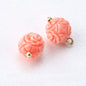 10mm Pink Flower Shaped Resin Bead Buttons with Gold Studs 12pcs