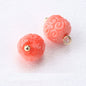 10mm Pink Flower Shaped Resin Bead Buttons with Gold Studs 12pcs