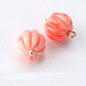 10mm Pink Flower Shaped Resin Bead Buttons with Gold Studs 12pcs