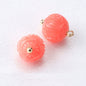 10mm Pink Flower Shaped Resin Bead Buttons with Gold Studs 12pcs