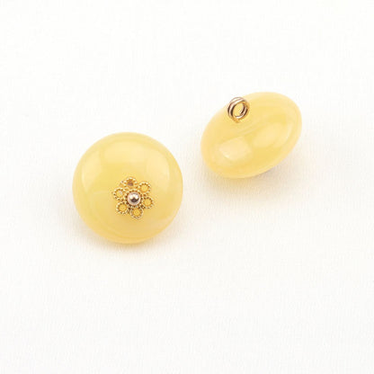 15mm Golden Studded Resin Floral Base Buttons for Chinese Hanfu 15 Pack