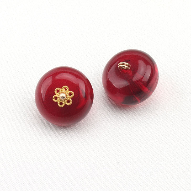 15mm Golden Studded Resin Floral Base Buttons for Chinese Hanfu 15 Pack