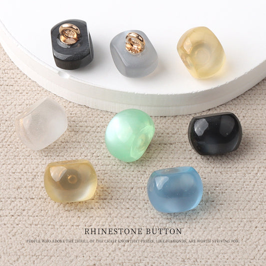 10mm Colorful Resin Pearl Luster Small Buttons with Metal Shanks 70 Pack