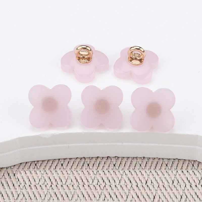 Boutons en résine en forme de fleur de 9,5 mm avec tiges hautes pour chemises pour femmes, pack de 30