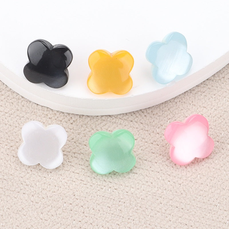 9.5mm Flower Shaped Resin Shank Buttons for Children's Sweaters 60 Pack