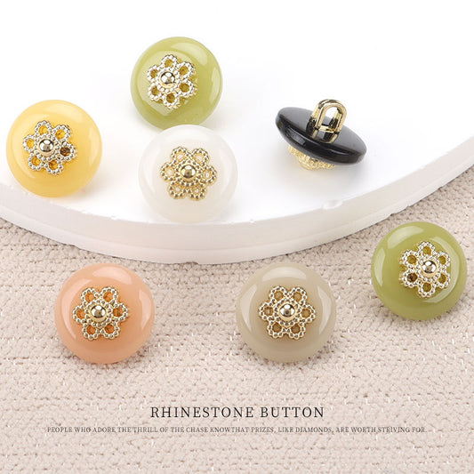 11mm Chinese Resin Floral Shank Buttons for Qipao and Retro Shirts 30 Pack