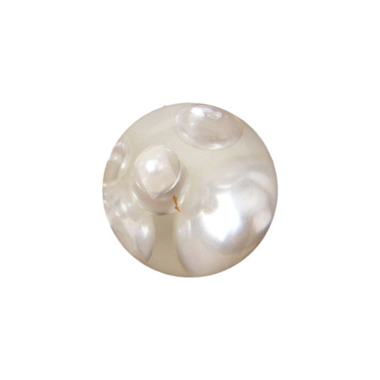 11mm White Resin Mushroom Buttons Inlaid with Pearls for Sweaters and Shirts 6pcs