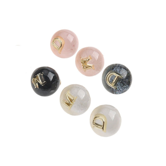 10mm Black White Pink Resin Bead Buttons with Metal Handles Letter D/M