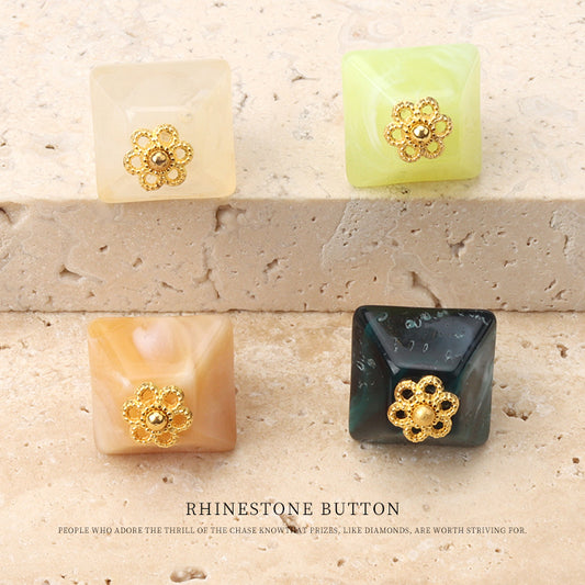 12mm Chinese Square Acrylic Buttons for Tang Suit Hanfu Qipao