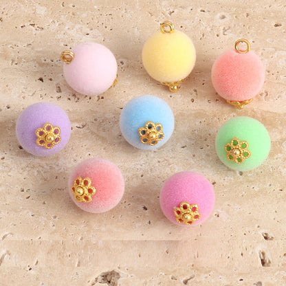 12 mm Färgglada Flocked Velvet Bead Buttons för Kinesisk Qipao Hanfu 40 Pack