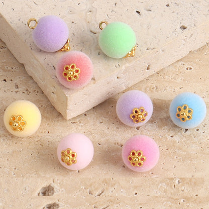 12mm Colorful Flocked Velvet Bead Buttons for Chinese Qipao Hanfu 40 Pack