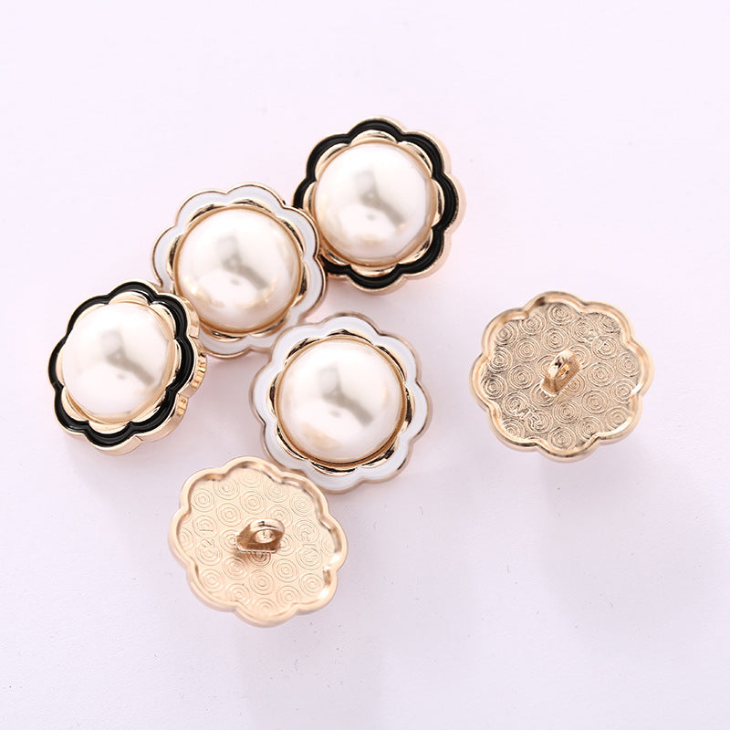 11.5/12.5mm Pearl Oiled Flower Metal Small Button for Shirt Cuffs 20pcs