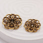 Retro Gold Linked Rings Flower Shape Hand-Sewn Metal Button 5pcs