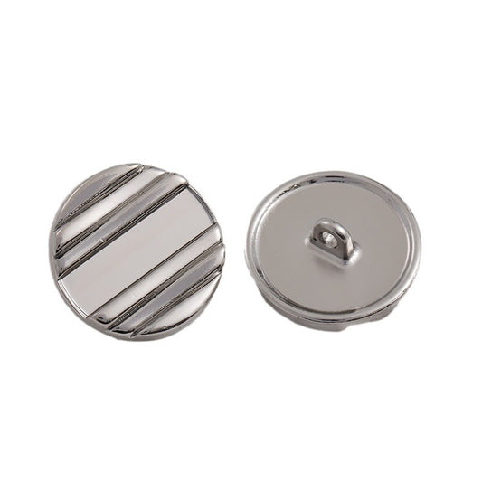 20mm Silver Horizontal Stripes Metal Shank Button 12pcs