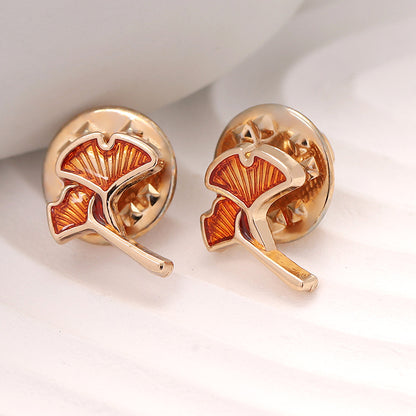 Rose Gold Ginkgo Leaf Metal Menns Skjorte Pin Brosje 12stk