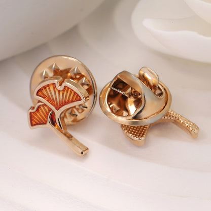 Rose Gold Ginkgo Leaf Metal Menns Skjorte Pin Brosje 12stk