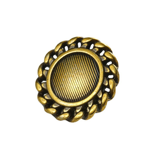 Vintage Gold Striped Sun-Shaped Metal Coat Decorative Button 10pcs