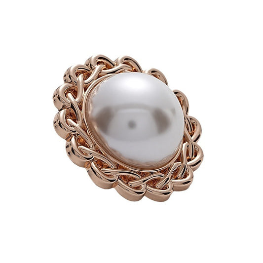 27mm Simple Chain-Edged Sunflower Pearl Metal Button 5pcs