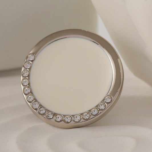 Bouton en métal rond blanc noir huilé en diamant de 18-22 mm 6 pièces