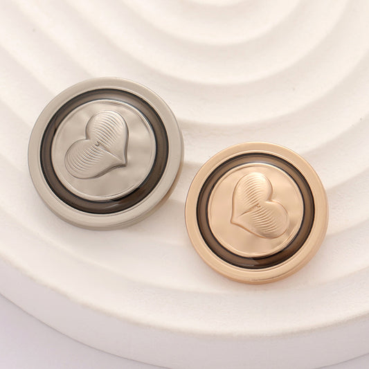 18-20mm Metal Round Heart-Shaped Oiled Coat Button 10pcs