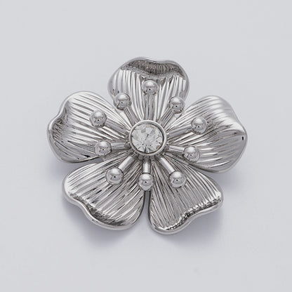 Broche en métal à fleurs en strass de 43 mm pour manteau et robe, 2 pièces