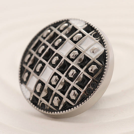 18-23mm Black and White Epoxy Checkerboard Metal Clothing Button 8pcs