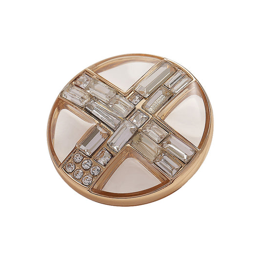 Round Transparent Diamond Cross Metal Buttons 3pcs