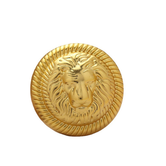 British College Style Lion Head Pattern Vintage Golden Metal Button 10pcs