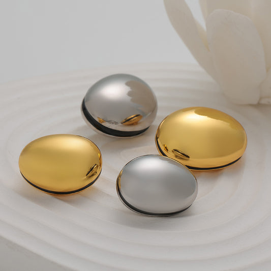 Hollow 3D Oval Egg-Shaped Metal Button 5pcs