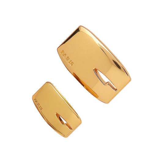 Mirror Gold Rectangular Alloy Metal Shank Coat Button 5pcs