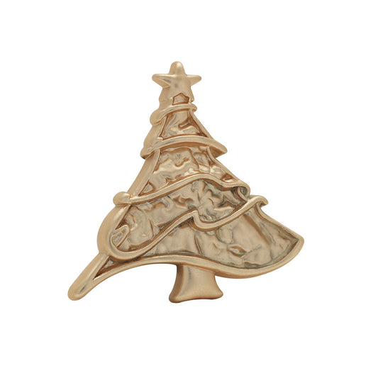 Pin Broche Metálico em Forma de Árvore de Natal Prata e Ouro 4pcs