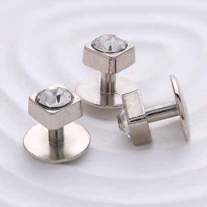 10mm Sølvkrystall Mansjettknapper Motedesign Skjorte Studs 10stk