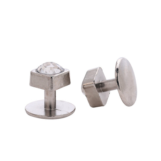 10mm Silver Crystal Cufflinks Fashion Shirt Studs 10pcs