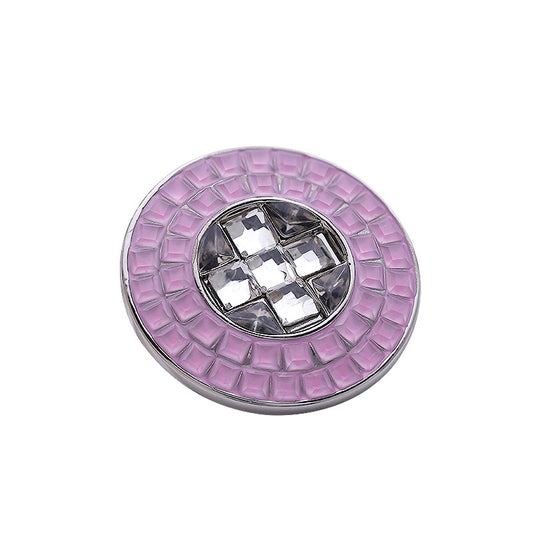 18-22mm White Pink Small Checkered Full Diamond Metal Button 4pcs