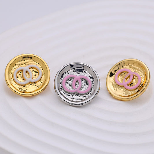 18-20mm Fashion Women's Metal Button Double Circle 10pcs