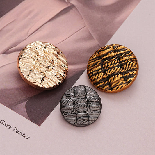 Retro Vertical and Horizontal Striped Texture Round Metal Button 10pcs