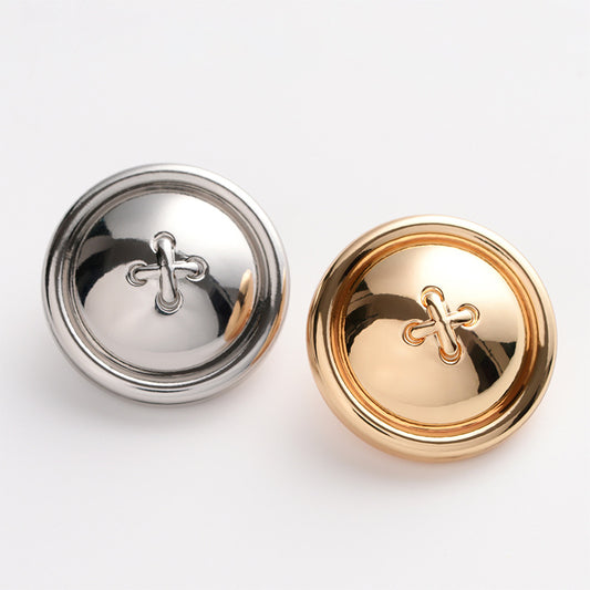 British Style Simple Back-Sealed Hollow Metal Button 5pcs