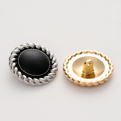 Gold Silver Woven Edged Black Oiled Round Metal Button 10pcs