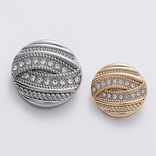 Bouton rond à tige en métal doré argenté avec diamant fileté 6pcs