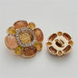 High-End Floral Diamond-Inlaid Resin Metal Button with Handle 3pcs