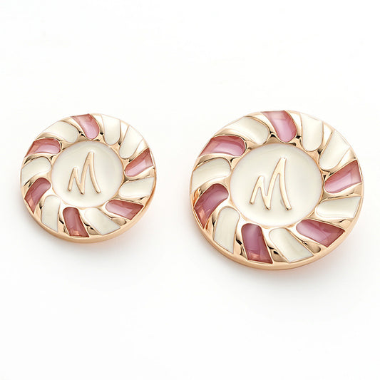 M-Letter Enamel Decorated Rose Gold Metal Buttons with Handle 6pcs