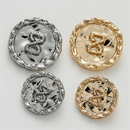 Concave Wrinkled Number 8 Irregular Decorative Metal Button 5pcs