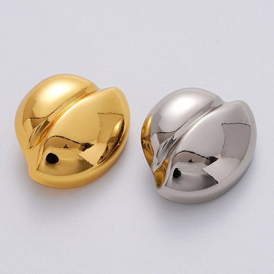 Golden Silver Irregular Clam Shell-Shaped Metal Button 5pcs