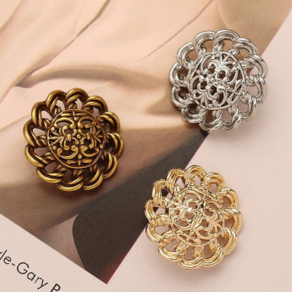 Retro Style Irregular Hollow Floral Hand-Sewn Metal Button 10PCS